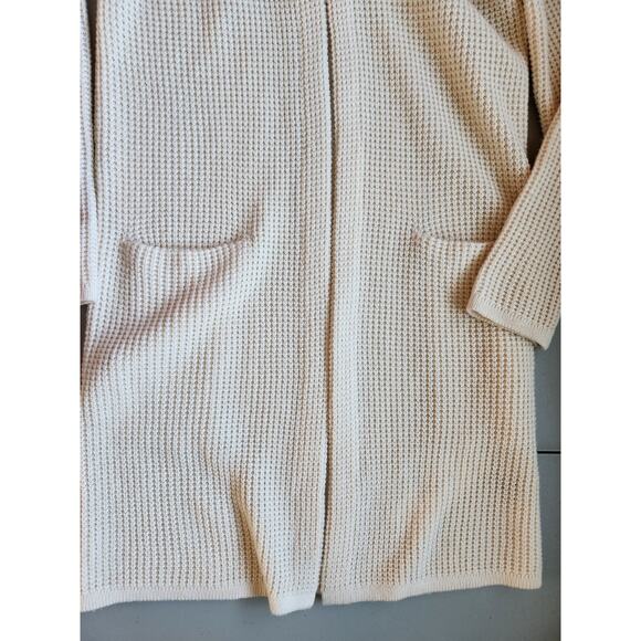 Jenni Kayne Wool/Cashmere Hooded Waffle Knit Long Cardigan Sz XS Oatmeal #1K501 - Picture 7 of 15